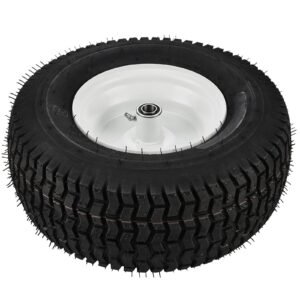 Lawn Mower Tires with Rim, 16x6.5-8" Tubeless Tractor Tires, 2-Pack Tire and Wheel Assembly, Turf Pneumatic Tires, 3" Offset Hub, 3/4" Bushing Size, 16 PCS Adapters for Riding Mower Lawn Tractor