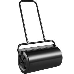 Lawn Roller, 13 Gallon Sand/Water Filled Yard Roller, Steel Sod Roller with Easy-turn Plug and U-Shaped Ergonomic Handle for Convenient Push and Pull, for Lawn, Garden, Farm, Park, Black
