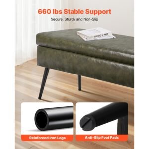 leather storage ottoman bench pu leather bench with storage and metal legs modern shoe benches seat for entryway upholstered end of bed benches for living room dining room hallway green 2.jpg