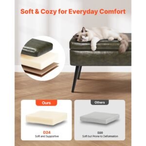 leather storage ottoman bench pu leather bench with storage and metal legs modern shoe benches seat for entryway upholstered end of bed benches for living room dining room hallway green 4.jpg