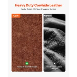 leather welding apron split leg, heavy duty cowhide flame resistant welding pants for men women, heat resistant safety apron with 3 pockets for woodworking, gardening, blacksmithing, m size