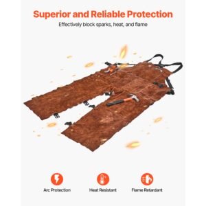 leather welding apron split leg, heavy duty cowhide flame resistant welding pants for men women, heat resistant safety apron with 3 pockets for woodworking, gardening, blacksmithing, m size