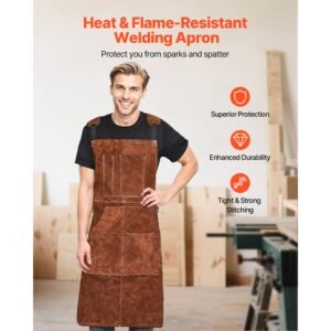 leather welding work apron heavy duty cowhide flame resistant welding apron heat resistant blacksmith welder aprons with 6 tool pockets for woodworking gardening bbq 1.jpg