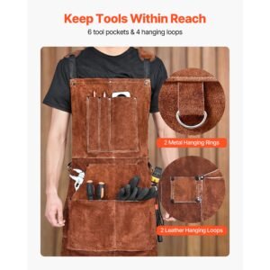 leather welding work apron heavy duty cowhide flame resistant welding apron heat resistant blacksmith welder aprons with 6 tool pockets for woodworking gardening bbq 4.jpg
