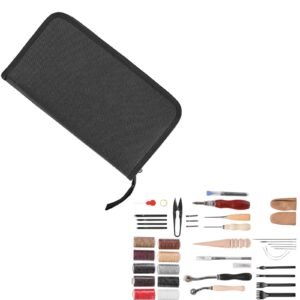 Leather Working Tools Kit, 38 PCS Leather Craft Tools with Portable Canvas Storage Bag, Engraving Punching Sewing Stamping Cutting Tools, Ideal for Beginners DIY Enthusiasts and Professionals