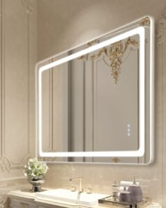 LED Bathroom Mirror, 32" x 48" LED Bathroom Vanity Mirror with Frontlit and Backlit, Anti-Fog Memory Mirror with Lights, Stepless 3 Colors Temperature Dimmable Bathroom Mirror, Wall Mounted