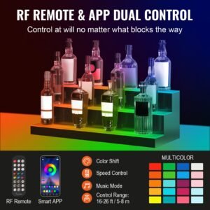led lighted liquor bottle display 3 tiers 30 inch commercial illuminated home bar shelf 3 steps whiskey rack stand acrylic drink shelves with rf remote app control and multicolor lighting 2.jpg