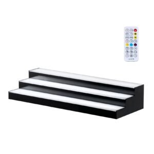 LED Lighted Liquor Bottle Display, 3 Tiers 30 inches, Acrylic Illuminated Home Bar Shelf Display with RF Remote & App Control, DIY Setup with Type-C Cables, 9 Static Colors, for 21-30 Bottles