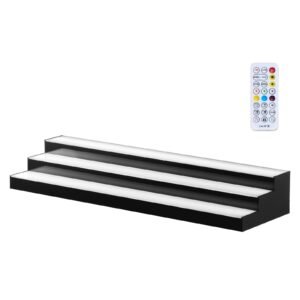 LED Lighted Liquor Bottle Display, 3 Tiers 40 inches, Acrylic Illuminated Home Bar Shelf Display with RF Remote & App Control, DIY Setup with Type-C Cables, 9 Static Colors, for 30-39 Bottles