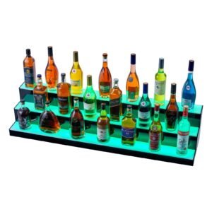 led lighted liquor bottle display 3 tiers 48 inch commercial illuminated home bar shelf 3 steps whiskey rack stand acrylic drink shelves with rf remote app control and multicolor lighting 1.jpg