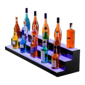 led lighted liquor bottle display 3 tiers 48 inch commercial illuminated home bar shelf 3 steps whiskey rack stand acrylic drink shelves with rf remote app control and multicolor lighting 3.jpg