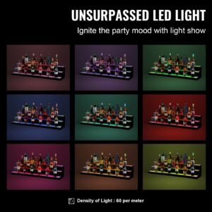 led lighted liquor bottle display 3 tiers 48 inch commercial illuminated home bar shelf 3 steps whiskey rack stand acrylic drink shelves with rf remote app control and multicolor lighting 5.jpg