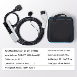 level 2 portable ev charger 40a 240v electric vehicle charger with 25 ft charging cable nema 14 50p plug 40a32a24a16a adjustable current plug in home ev charging station for sae j1772 evs 2.jpg