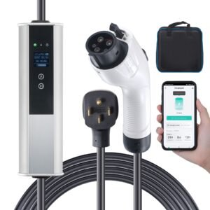 level 2 portable ev charger 40a 240v electric vehicle charger with 25 ft charging cable nema 14 50p plug 40a32a24a16a adjustable current plug in home ev charging station for sae j1772 evs 4.jpg