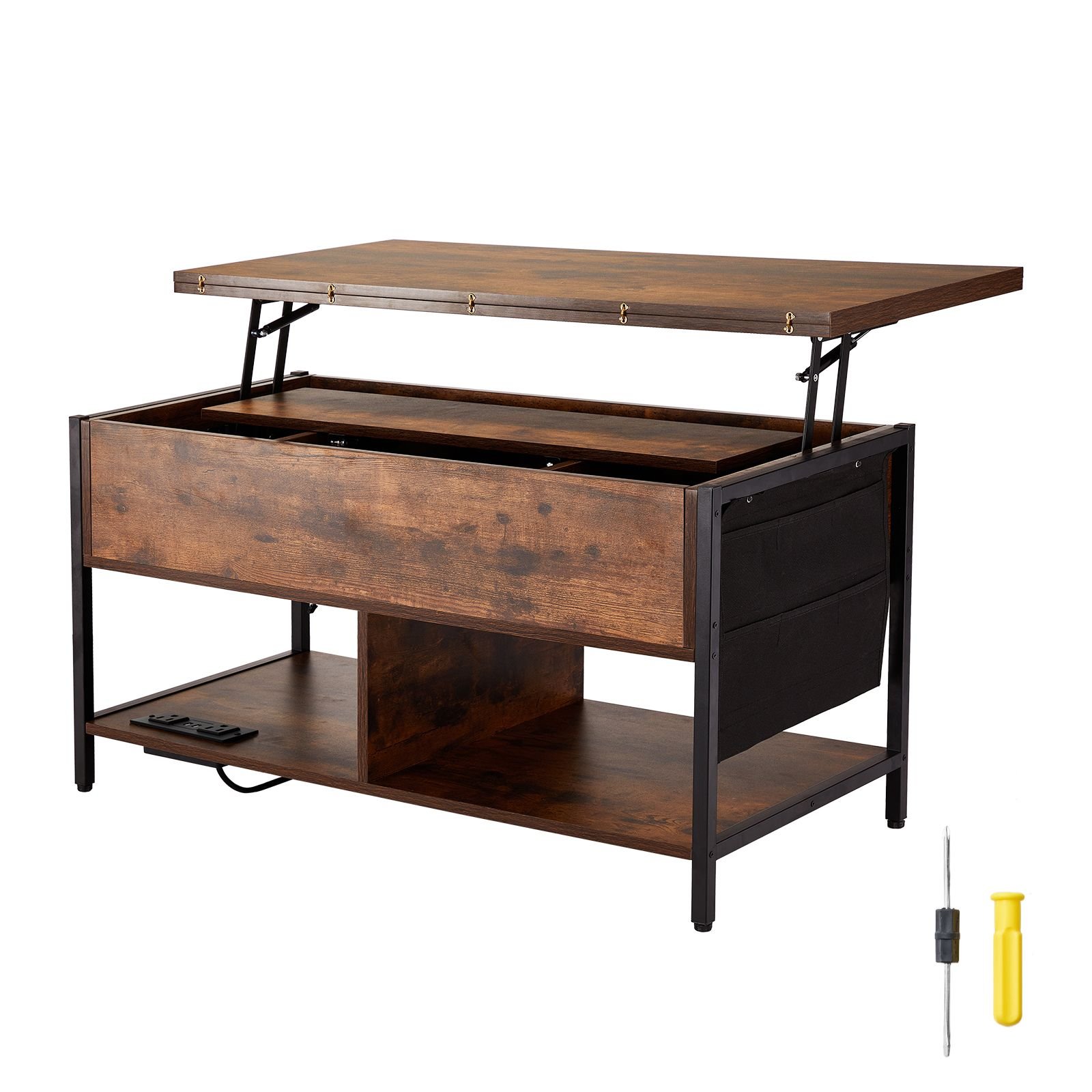 lift top coffee table 394 in rectangle coffee table with extra storage pockets flipable coffee table with power strip usb ambient lighting for living room brown.jpg