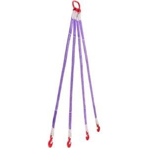 Lifting Sling Straps, Four Leg Polyester Bridle Sling with Hooks, 6600LB Capacity, 5Ft Heavy Duty Rigging Strap, Thickened & Wear-Resistant Webbing Slings for Engines Cranes Hoists Truck