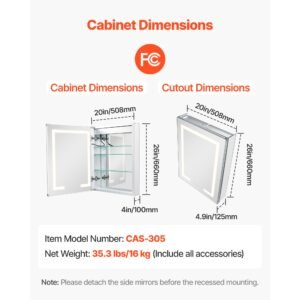lighted medicine cabinet with mirror 20 x 26 in recessed or wall mount 3 color dimmable led bathroom medicine cabinet with double side mirror adjustable shelves memory anti fog function 1.jpg