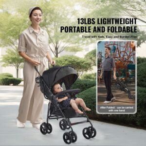 lightweight stroller compact easy fold multiposition recline canopy backrest carbon steel frame large storage basketcup holder umbrella toddler baby stroller for travel and more black 1.jpg