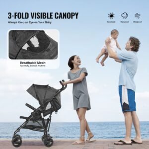 lightweight stroller compact easy fold multiposition recline canopy backrest carbon steel frame large storage basketcup holder umbrella toddler baby stroller for travel and more black 4.jpg