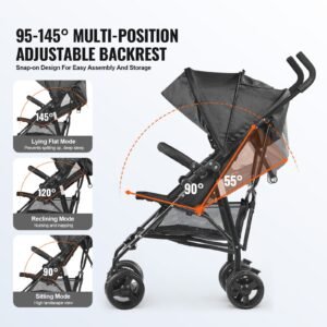 lightweight stroller compact easy fold multiposition recline canopy backrest carbon steel frame large storage basketcup holder umbrella toddler baby stroller for travel and more black 5.jpg