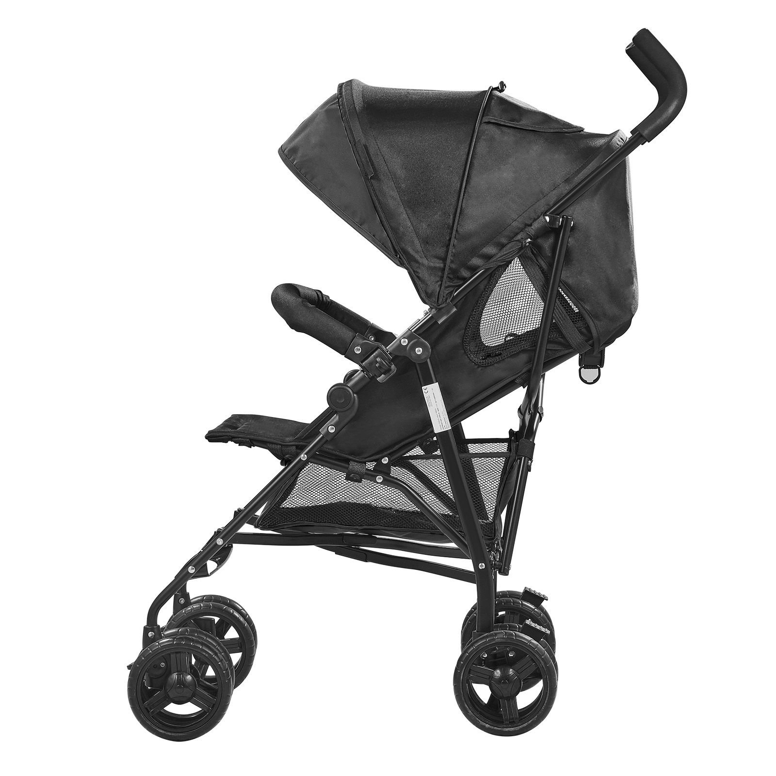 lightweight stroller compact easy fold multiposition recline canopy backrest carbon steel frame large storage basketcup holder umbrella toddler baby stroller for travel and more black.jpg