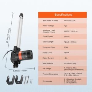 linear actuator 12v 12 inch heavy duty 1320lbs6000n linear actuator 019s linear motion actuator with mounting bracket ip44 protection for electric door industrial machinery vessels cargo 3.jpg