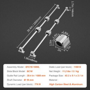 linear motion kit sfc16 1000mm includes 2 rails of 394 inches 4 sc16 carriage blocks and 4 support brackets ideal for cnc and automation projects 2.jpg