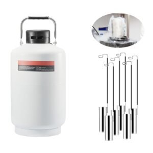 Liquid Nitrogen Tank, 10 L Aluminum Alloy Liquid Nitrogen Container, LN2 Tank Dewar with 6 Canisters and Carry Bag with Straps, Cryogenic Tank for Beauty Industry, Semen Preservation, Scientific