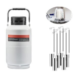 Liquid Nitrogen Tank, 3 L Aluminum Alloy Liquid Nitrogen Container, LN2 Tank Dewar with 6 Canisters and Carry Bag with Straps, Cryogenic Tank for Beauty Industry, Semen Preservation, Scientific