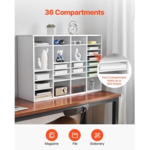 literature organizer 36 compartments office mailbox with adjustable shelves wooden mailbox sorter medium density fiberboard office home classroom storage for files documents papers white 3.jpg