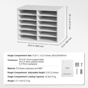 literature organizers 12 compartments office mailbox with adjustable shelves wood literature sorter 204x12x161 inches for office home classroom mailrooms organization epa certified white 2.jpg