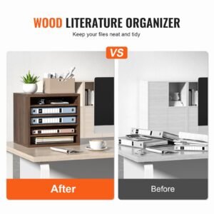 literature organizers 5 compartments office mailbox with adjustable shelves wood literature sorter 139x12x13 inches for office home classroom mailrooms organization epa certified brown 1.jpg