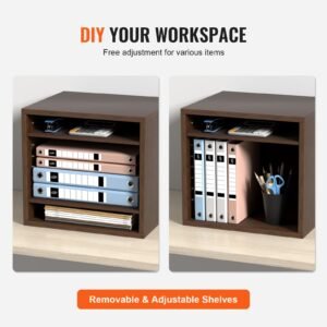 literature organizers 5 compartments office mailbox with adjustable shelves wood literature sorter 139x12x13 inches for office home classroom mailrooms organization epa certified brown 4.jpg