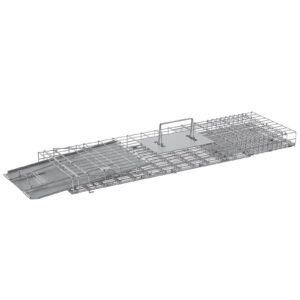 live animal cage trap 31 x 10 x 12 humane cat trap galvanized iron folding animal trap with handle for rabbits stray cats squirrels raccoons groundhogs and opossums 2.jpg