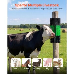 livestock scratching brush 1pc goat scratcher brush post with 4 screws 169 x 75 cow scratcher for back itch relief massage grooming scratch tool for horse cattle sheep pig green black 1.jpg