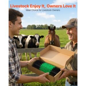 livestock scratching brush 1pc goat scratcher brush post with 4 screws 169 x 75 cow scratcher for back itch relief massage grooming scratch tool for horse cattle sheep pig green black 5.jpg