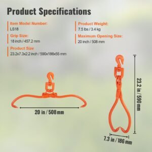 log skidding tongs 18 inch 2 claw log lifting tongs heavy duty rotating steel lumber skidding tongs 772 lbs350 kg loading capacity log lifting handling dragging carrying tool 3.jpg