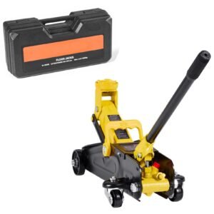 Low Profile Floor Jack, 1.5 Ton (3300 lbs) Capacity, Steel Racing Floor Jack with Single Piston Quick Lift Pump, Hydraulic Trolley Car Lift for Sports Cars, Sedans, Lifting Range 5.1-12.2 Inches