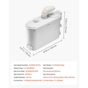 macerator pump 500w 29 gpm flow 26 ft8 m head macerator sewerage toilet pump with 4 water inlets waste water disposal upflush machine for kitchen basement shower sink laundry bathtub 3.jpg