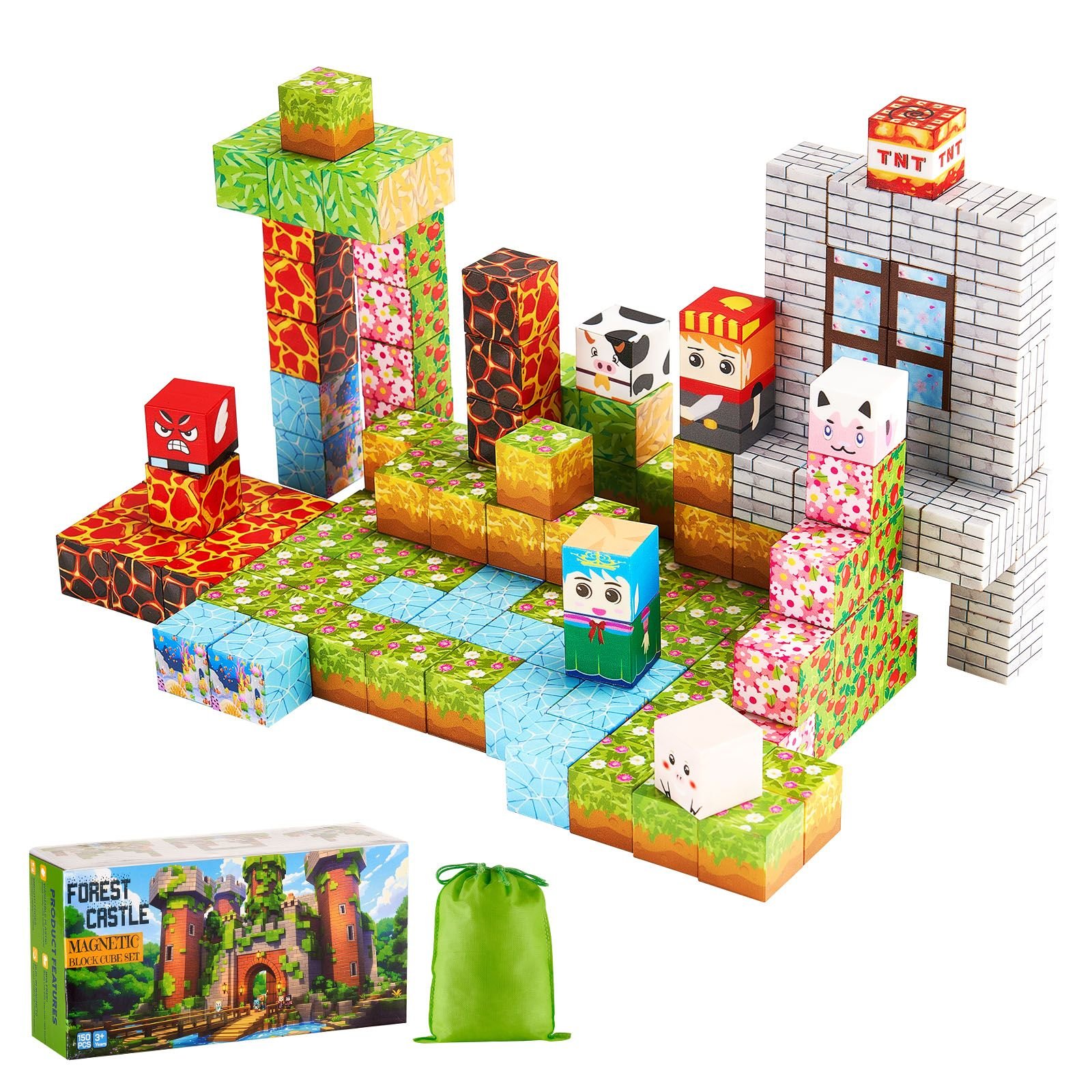 magnetic blocks 150 pcs forest castle set magnetic building cubes for kids stem montessori sensory toys for christmas birthday gift construction stacking toy for 3 years old boys girls.jpg