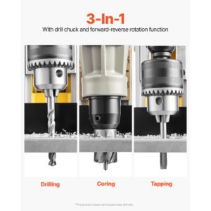 magnetic drill 1450w motor 2 in boring diameter 2878 lbf electric mag drill press with 6 coring bits variable speed drilling machine for metal surface home improvement industry yellow 2.jpg
