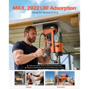 magnetic drill 1550w motor 2 in coring diameter 2922 lbf magnetic force 0 550 rpm variable speed portable electric mag drill press drilling machine for metal surface home improvement 4.jpg