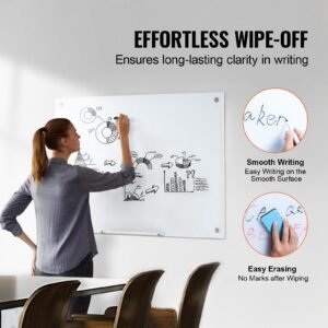 magnetic glass whiteboard dry erase board 36x24 wall mounted large white glassboard frameless with marker tray an eraser and 2 markers white 1.jpg