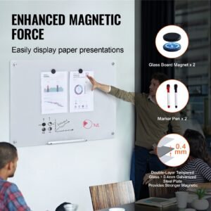 magnetic glass whiteboard dry erase board 36x24 wall mounted large white glassboard frameless with marker tray an eraser and 2 markers white 2.jpg