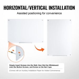 magnetic glass whiteboard dry erase board 36x24 wall mounted large white glassboard frameless with marker tray an eraser and 2 markers white 4.jpg