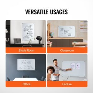 magnetic glass whiteboard dry erase board 36x24 wall mounted large white glassboard frameless with marker tray an eraser and 2 markers white 5.jpg