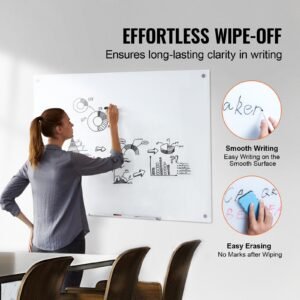 magnetic glass whiteboard dry erase board 48x32 wall mounted large white glassboard frameless with marker tray an eraser and 2 markers white 1.jpg