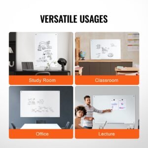 magnetic glass whiteboard dry erase board 48x32 wall mounted large white glassboard frameless with marker tray an eraser and 2 markers white 5.jpg