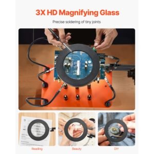 magnetic helping hands soldering station 2 in 1 third hand soldering tool 3x led magnifying lamp 5 flexible arms 6 pcb holders heavy duty base station for electronic repair craft hobby 1.jpg