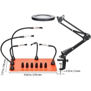 magnetic helping hands soldering station 2 in 1 third hand soldering tool 3x led magnifying lamp 5 flexible arms 6 pcb holders heavy duty base station for electronic repair craft hobby 4.jpg